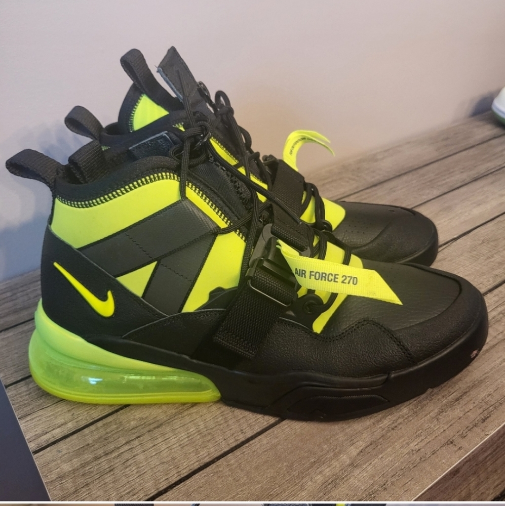 Nike Air Force 270 Black and Neon Yellow Men's Sneakers